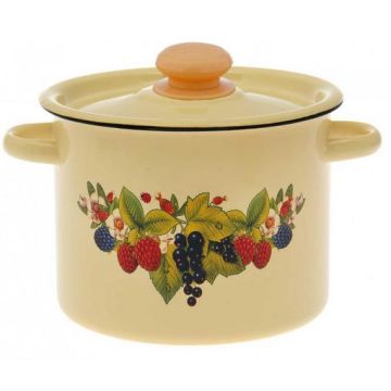 Кастрюля 3,5л (эмалированная, палевый цвет, рис. микс) Россия