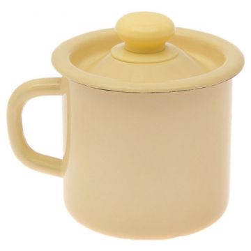 Кружка 1,0л эмалированная, палевая, с крышкой. Россия
