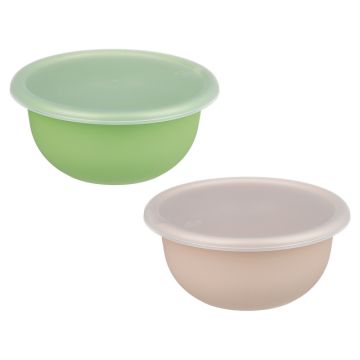 Миска 2,1л с крышкой, пластик, 2 цвета.  Modena