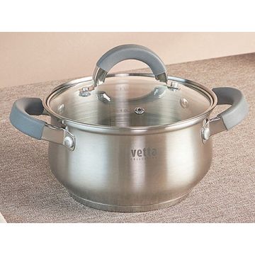 Кастрюля 1,9л Vienna из нержавеющей стали, 16x9,5cм, прорезиненные ручки, индукционное дно