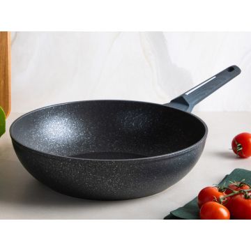 Сковорода сотейник ВОК 28см, литой алюминий, мраморное покрытие, индукционное дно. SATOSHI Гардан