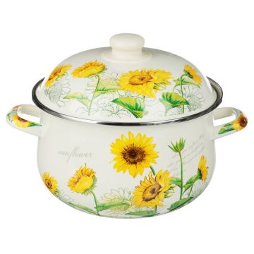 Кастрюля эмалированная 3,6л Подсолнухи, индукция VETTA