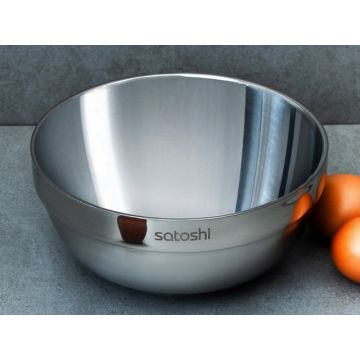 Салатник с двойными стенками диаметром 18см, нержавеющая сталь. SATOSHI