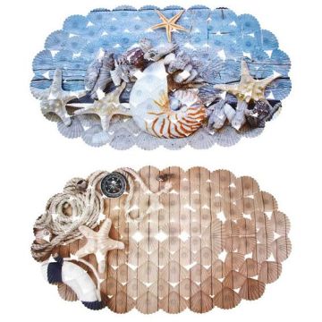 Коврик в ванну противоскользящий, ПВХ, 66x38см, «Океанский прибой», 2 диз.