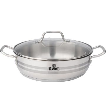 Жаровня 4,5л, 26см из нержавеющей стали с крышкой, индукционное дно. Rashel