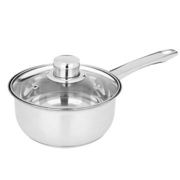 Ковш 1,2л Джерси из нержавеющей стали со стеклянной крышкой. Vetta