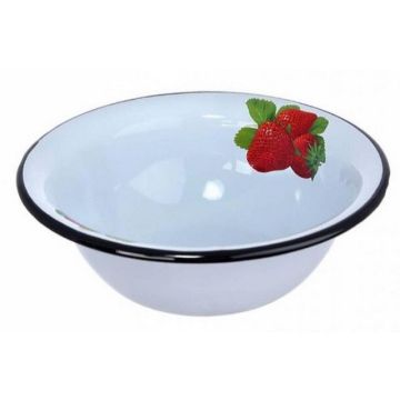 Миска 0,6л эмалированная, серо-голубая с рисунком. Россия