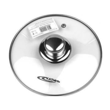 Крышка 18см стеклянная с металлическим ободком и пароотводом