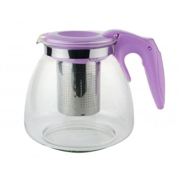Чайник заварочный 1,1л стеклянный, пластик, с фильтром из нержавеющей стали, фиолетовый