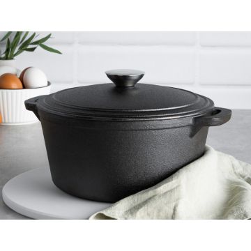 Кастрюля чугунная 3,8л, d23х10см, чугун крышка, нерж ручка, индукция