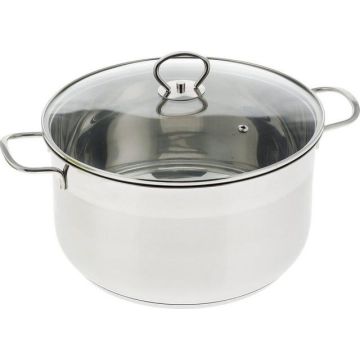 Кастрюля 7л из нержавеющей стали, стекл. крышка, индукционное дно. Maesto Гонконг