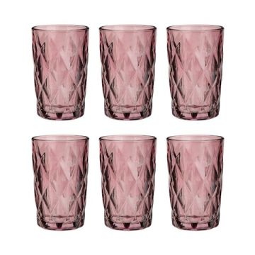 Набор стаканов 6 шт, 350 мл, стекло, бордовый ромб MILLIMI