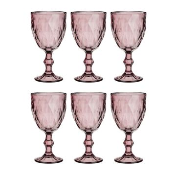 Набор бокалов 6 шт, 320 мл, стекло, бордовый ромб MILLIMI