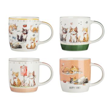 Кружка 360 мл фарфор «Кошкин дом» 4 дизайна MILLIMI