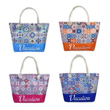 Сумка пляжная с ручками-канатами, полиэстер, 49Х33Х14см, 4 цвета. ЮL Майолика