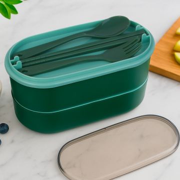 Ланч-бокс двухуровневый, полипропилен, цвет: микс