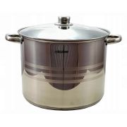 Кастрюля 18л из нержавеющей стали, стекл. крышка, индукционное дно. Maesto Гонконг