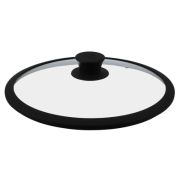 Крышка 26см, стеклянная с силиконовым ободом и ручкой