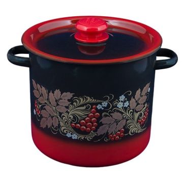 Кастрюля 5,5л эмалированная, красно-черная. Россия