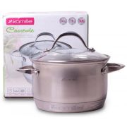 Кастрюля 2,9л, нержавеющая сталь, стекл. крышка, индукционное 7-ми слойное дно. Kamille Польша