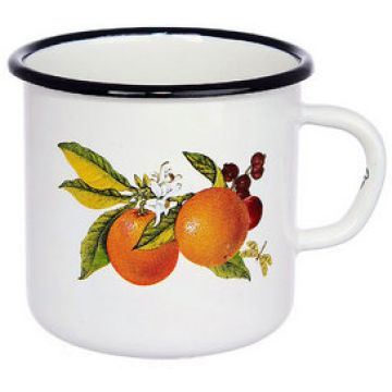 Кружка 0,4л (эмаль, белая, рисунок микс) Россия
