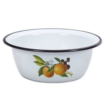 Миска 0,9л белая с рисунком, эмаль, Россия