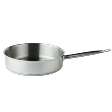 (Общепит) Сковорода d-24 глубокая (нержавеющая сталь, индукц. дно)