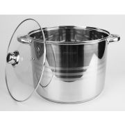 Кастрюля 14л из нержавеющей стали, стекл. крышка, индукционное дно. Maesto Гонконг