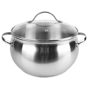 Кастрюля 3,0л из нержавеющей стали, стекл. крышка, индукционное дно. Maesto Гонконг