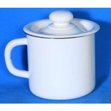 Кружка 1,0л (эмалированная, белая, с крышкой) Россия