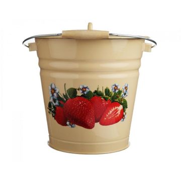 Ведро12,0л эмалированное с рисунком, палевый, крышка