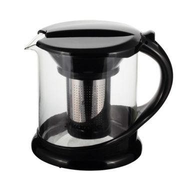 Чайник заварочный 1,0л стеклянный, фильтр для чая (нерж. сталь), бакелитовая ручка. Kamille